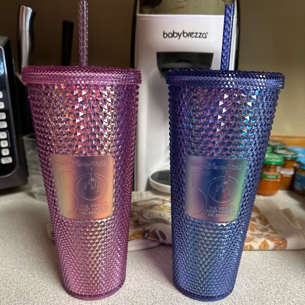 WDW 50th anniversary studded Starbucks tumbler bundle